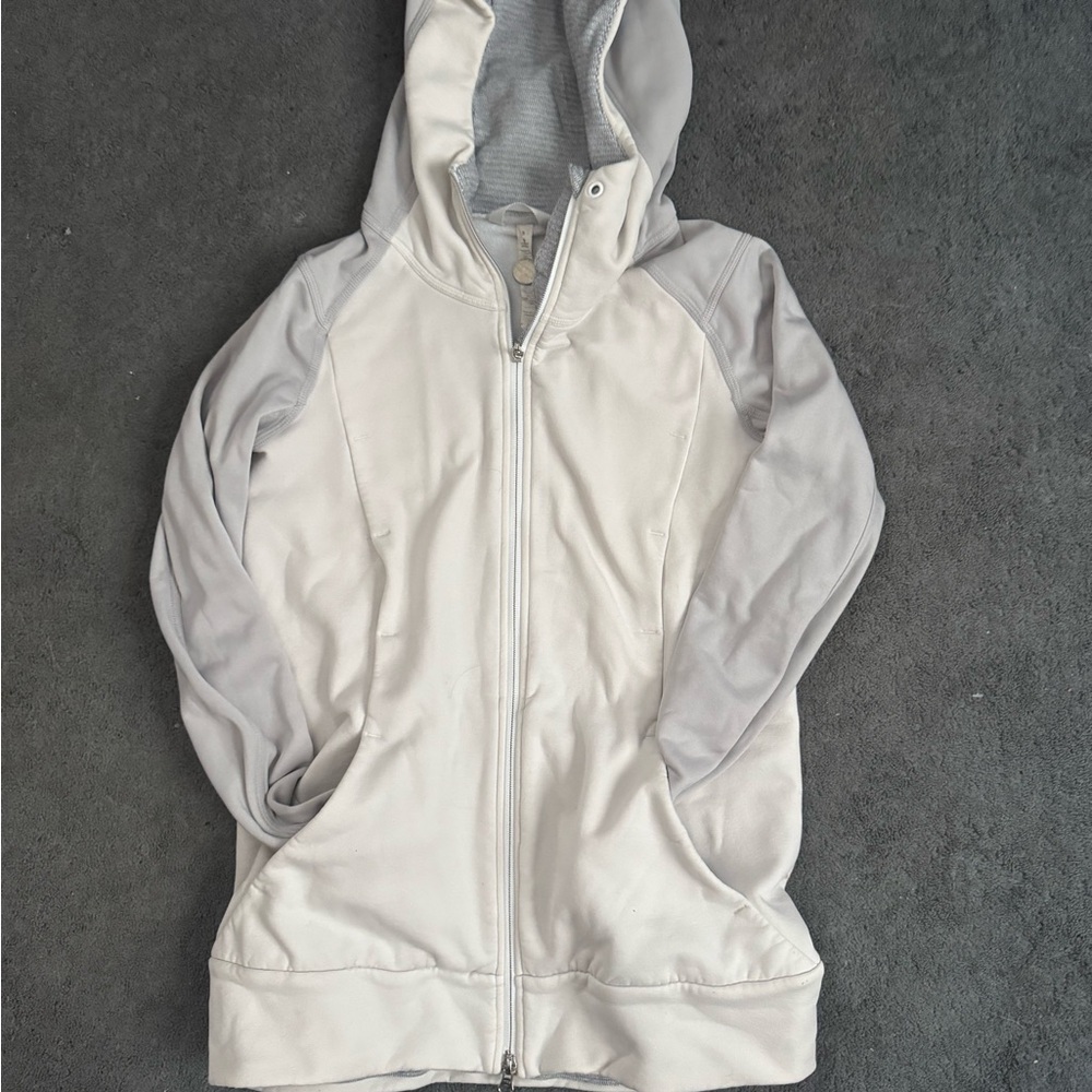 Lululemon Light Gray Full Zip Hooded Jacket Size 8